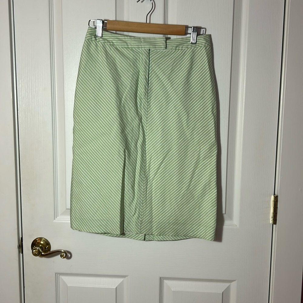 Brooks brothers green and white stripped skirt